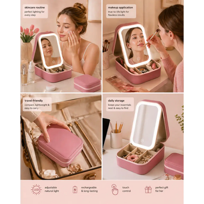 Glowrings® Makeup Box With LED Mirror