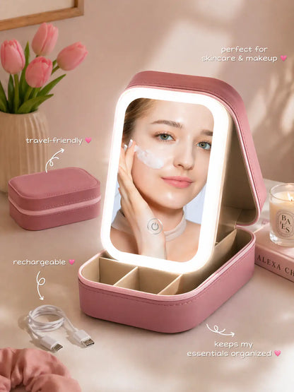 Glowrings® Makeup Box With LED Mirror