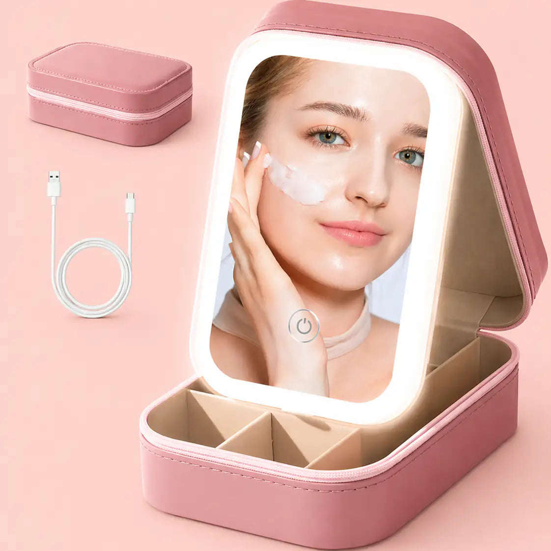 Glowrings® Makeup Box With LED Mirror